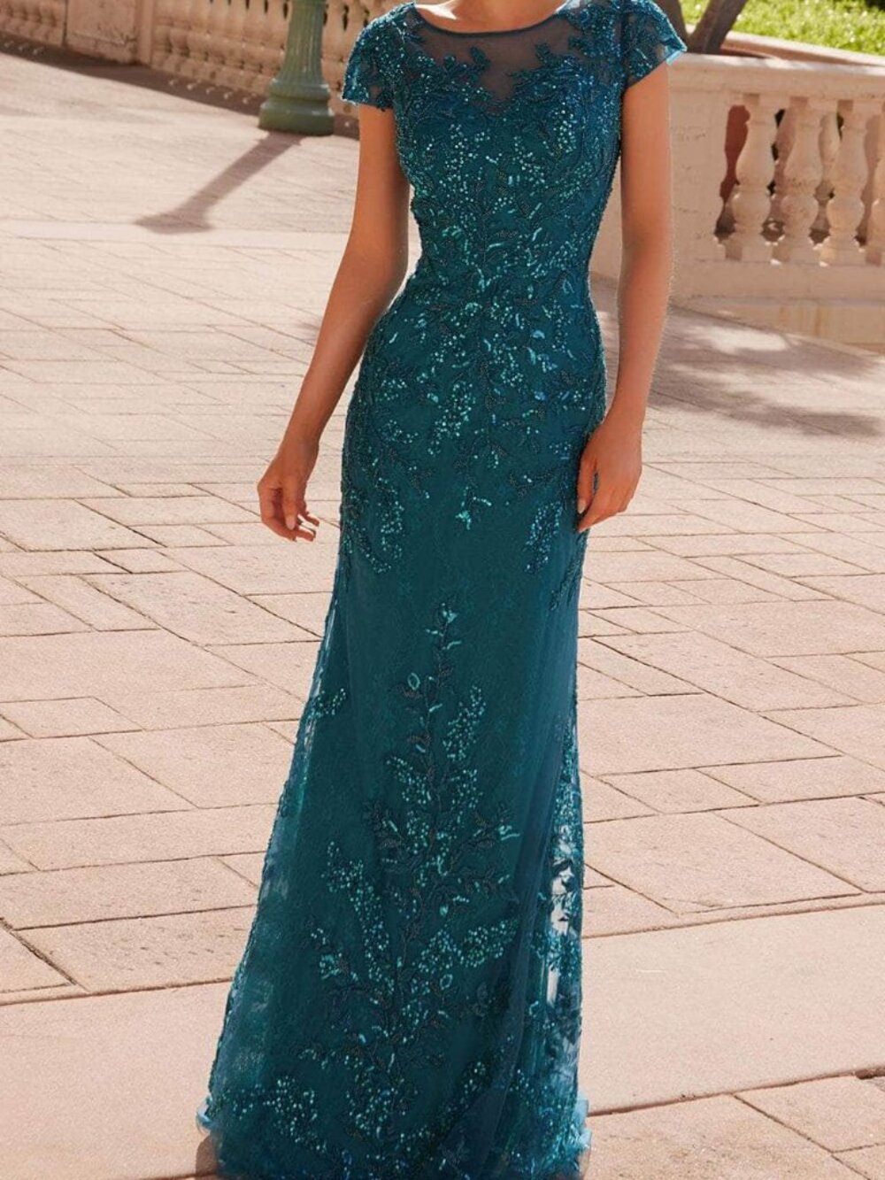 NWT Nox Anabel MT110 Tulle Cap Sleeve Mother of the Bride Dress Teal Size 16W